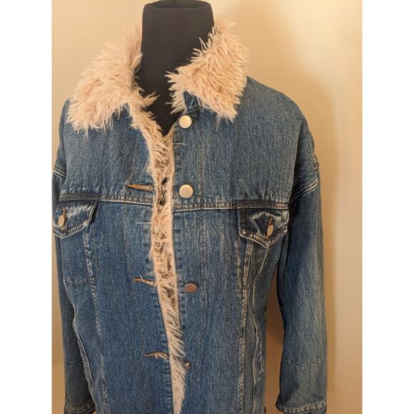 Forever 21 Jackets & Blazers - Forever 21 Women Thirty 6 Point 5 Winter Warm Fur Denim Oversize Jean Jacket L
